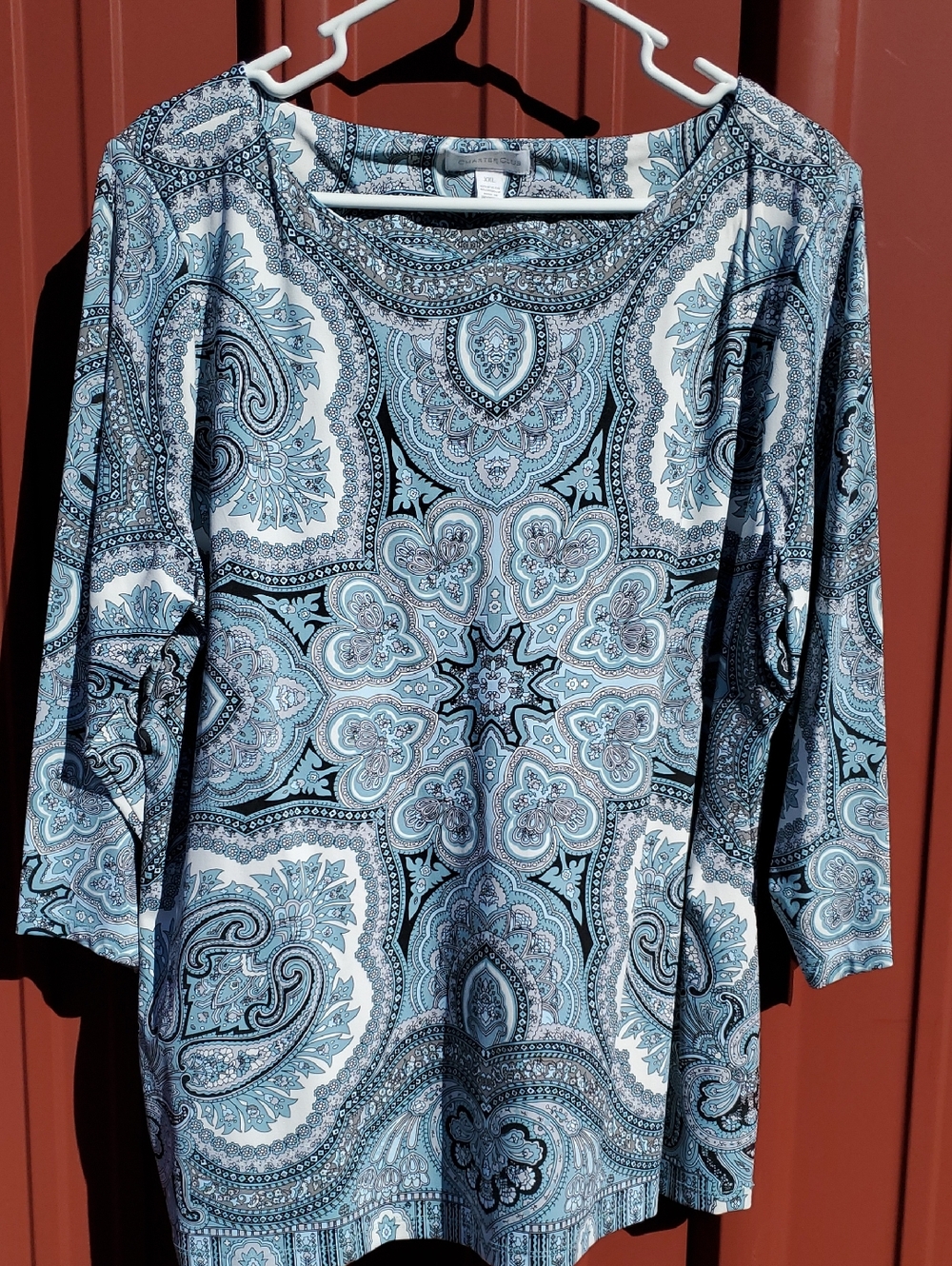 Charter Club Blue Paisley Scoop-Neck Blouse